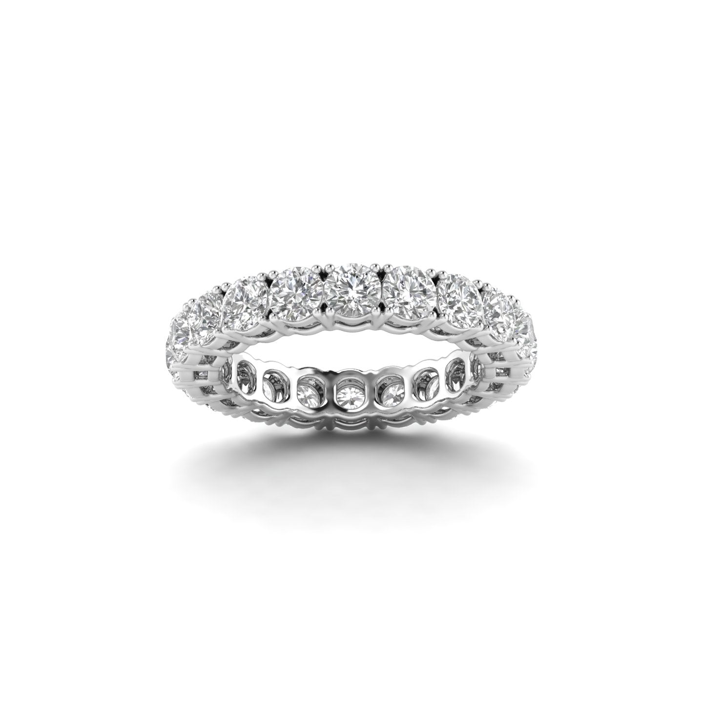 White Gold Studded 3.24 Carat Lab Grown Diamond Ring-D Color VVS Clarity.